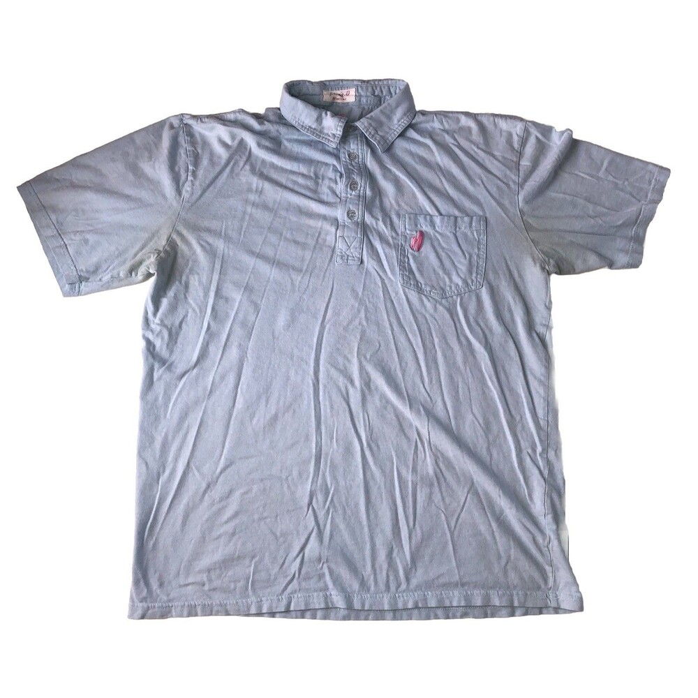 Johnnie-O Mens Light Blue Short Sleeve Polo Chest Pocket Size Medium